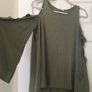 Sage Green Top with off the shoulder sleeves